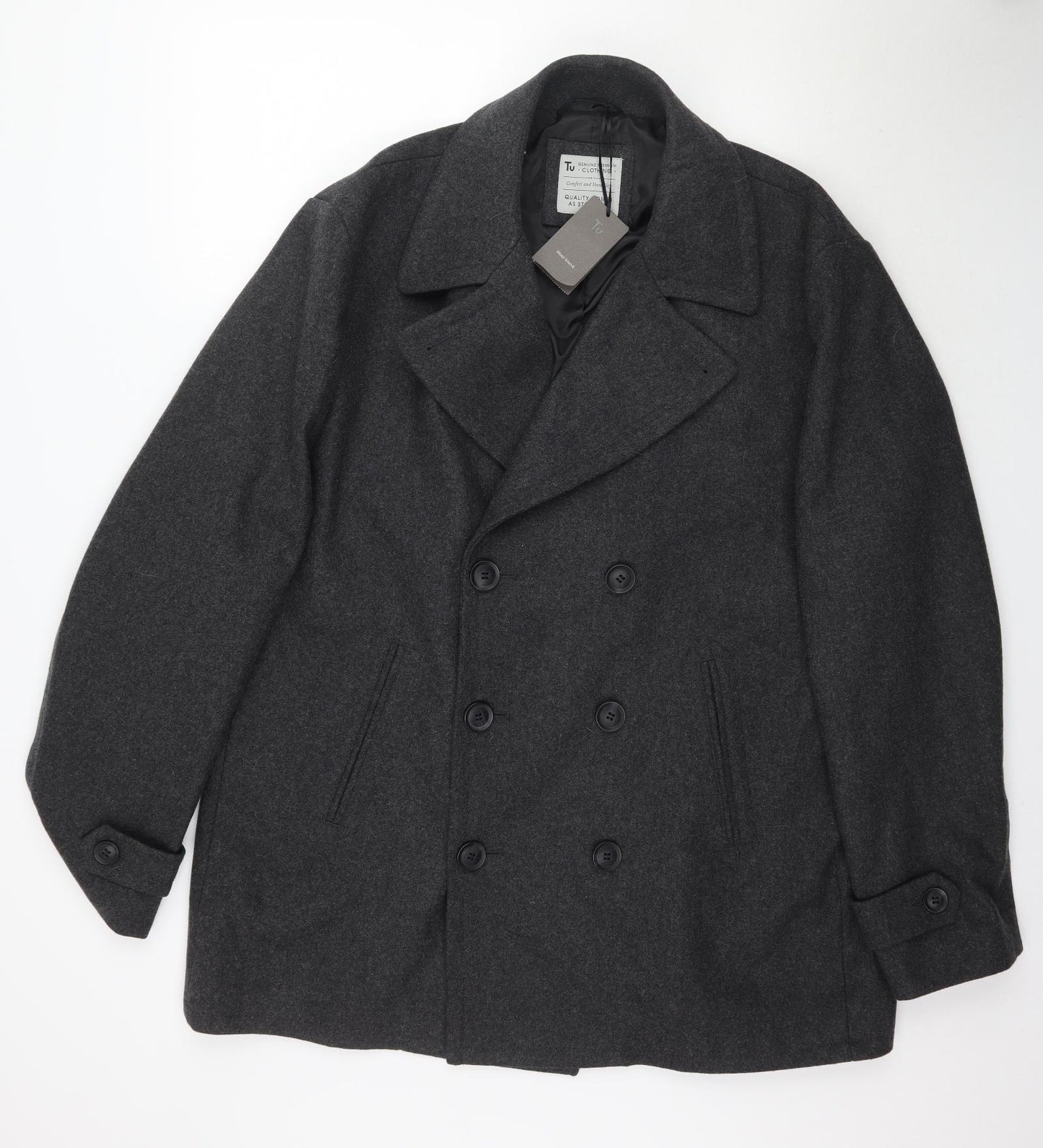 TU Womens Grey   Overcoat Coat Size 2XL