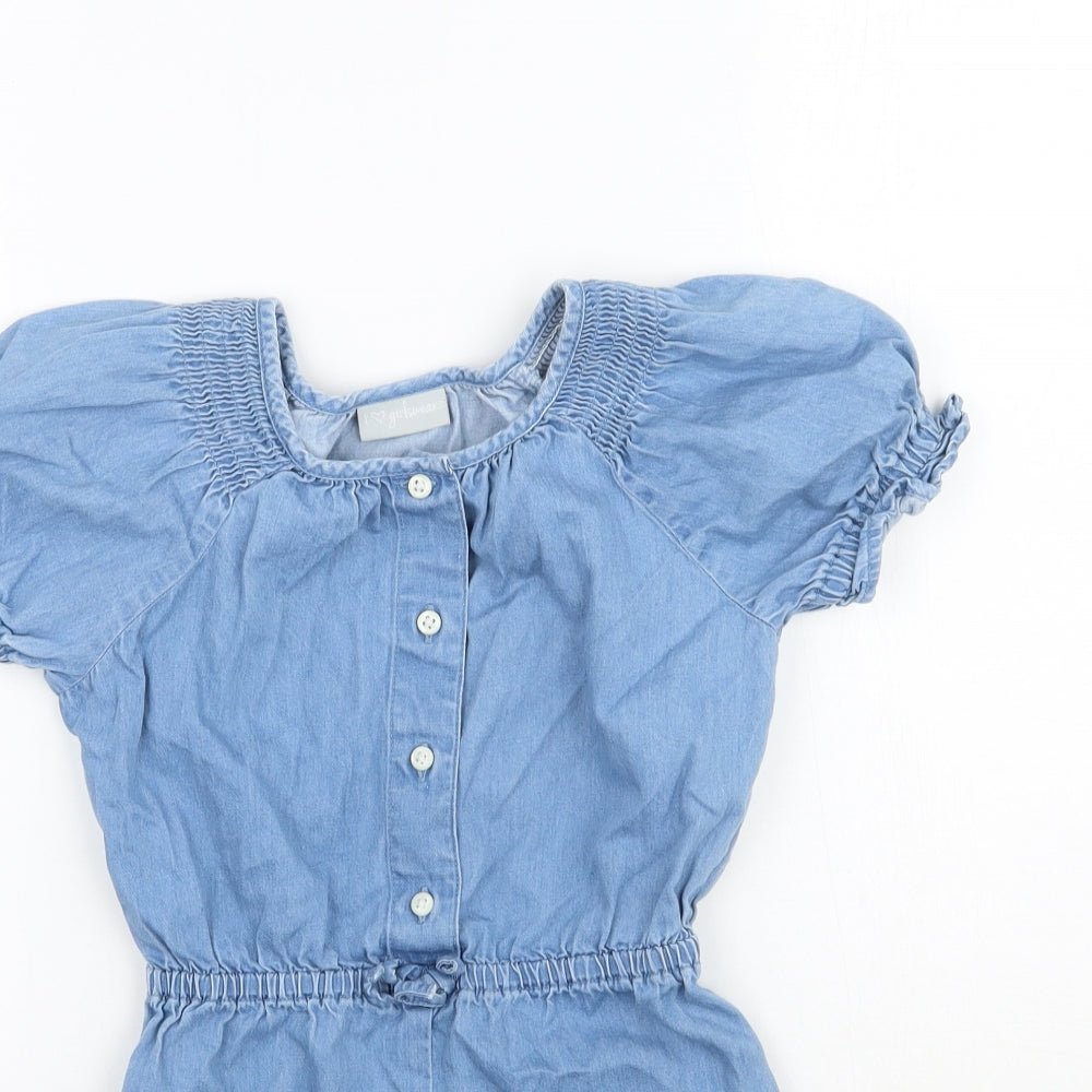 Matalan Girls Blue  Denim Playsuit One-Piece Size 7 Years