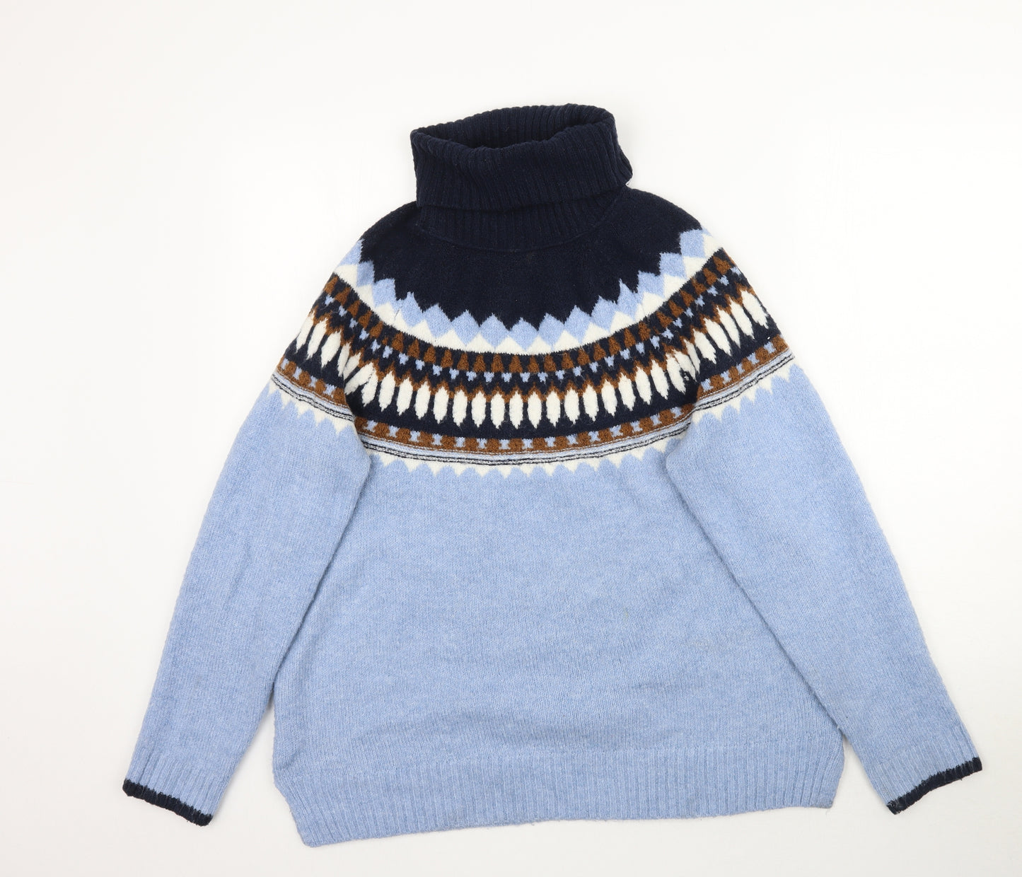 Marks and Spencer Womens Blue Fair Isle Knit Pullover Jumper Size M