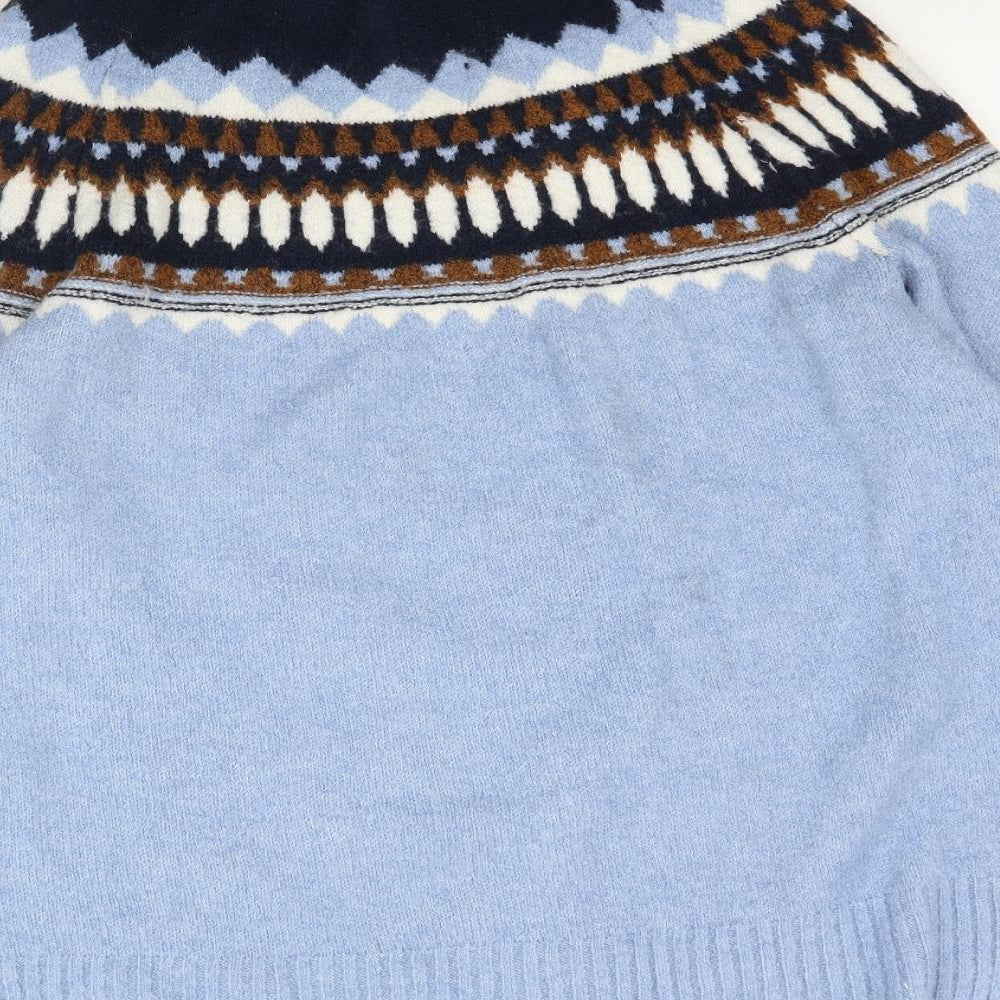 Marks and Spencer Womens Blue Fair Isle Knit Pullover Jumper Size M