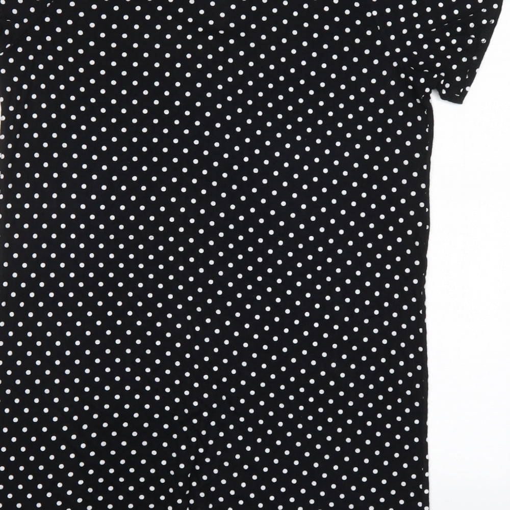 Boohoo Womens Black Polka Dot  Shirt Dress  Size 10