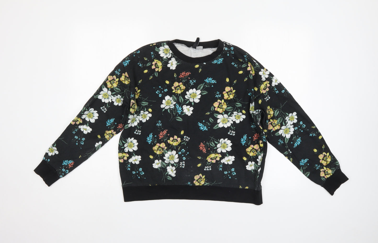 Divided Womens Black Floral  Pullover Sweatshirt Size M