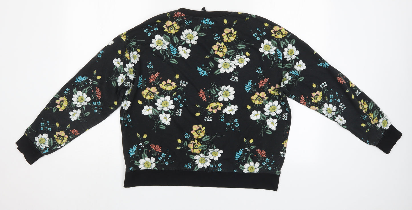 Divided Womens Black Floral  Pullover Sweatshirt Size M
