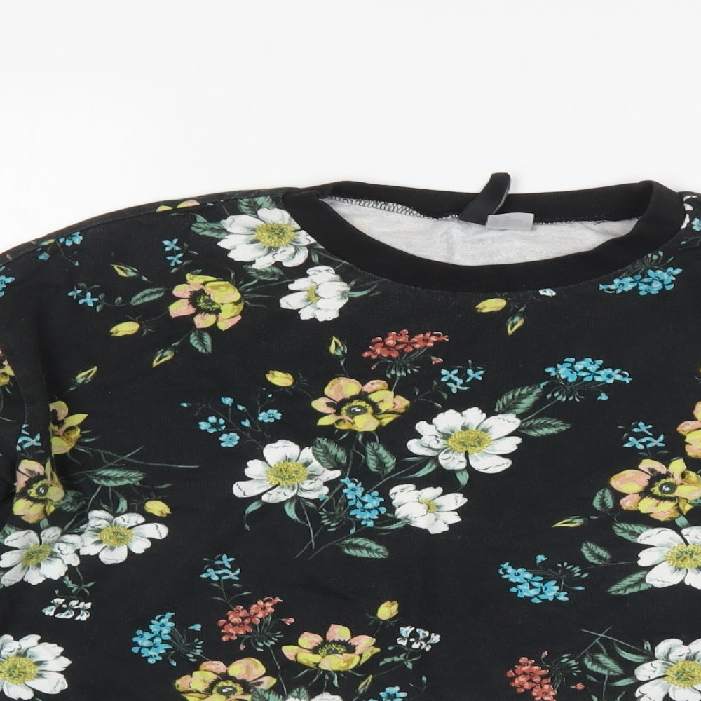 Divided Womens Black Floral  Pullover Sweatshirt Size M