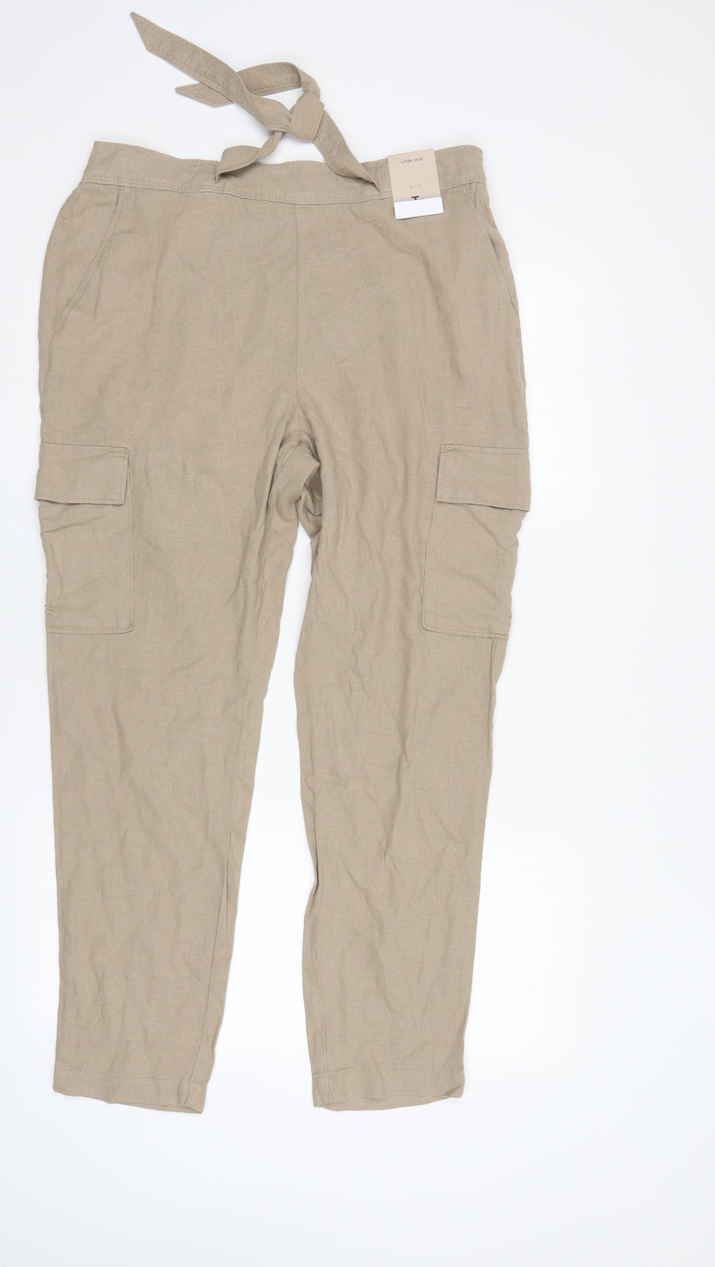 TU Womens Ivory   Cargo Trousers Size 14 L28 in