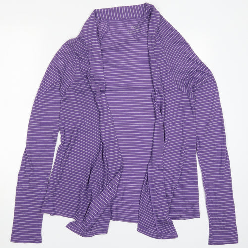 Marks and Spencer Womens Purple Striped  Cardigan Jumper Size 10