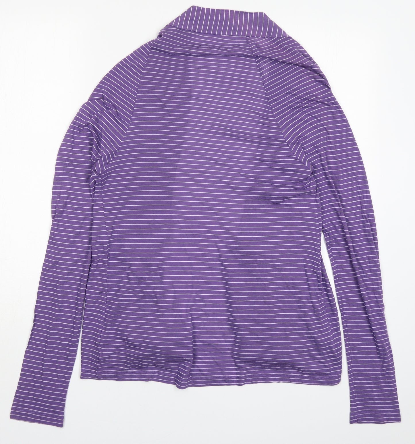 Marks and Spencer Womens Purple Striped  Cardigan Jumper Size 10
