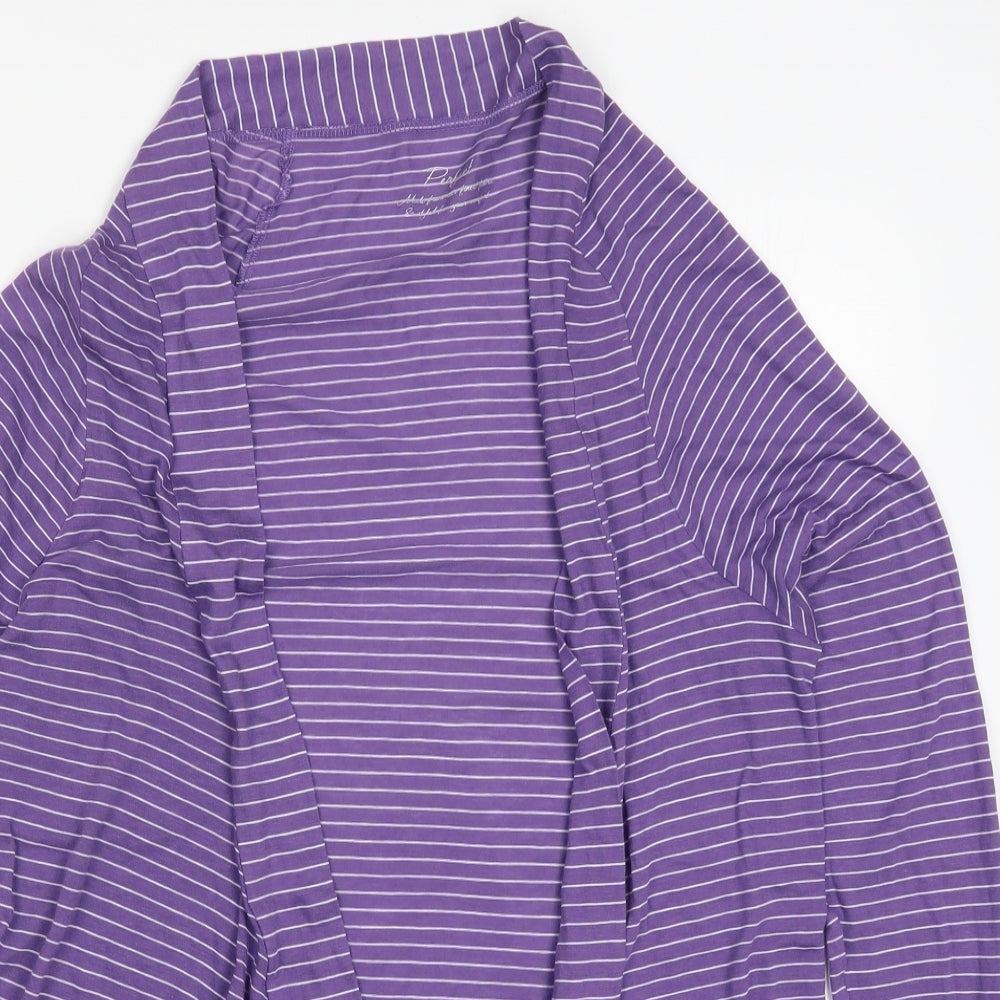 Marks and Spencer Womens Purple Striped  Cardigan Jumper Size 10