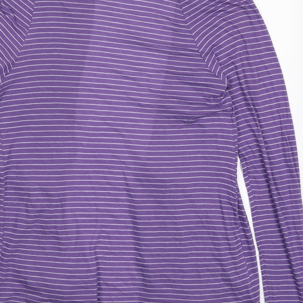 Marks and Spencer Womens Purple Striped  Cardigan Jumper Size 10