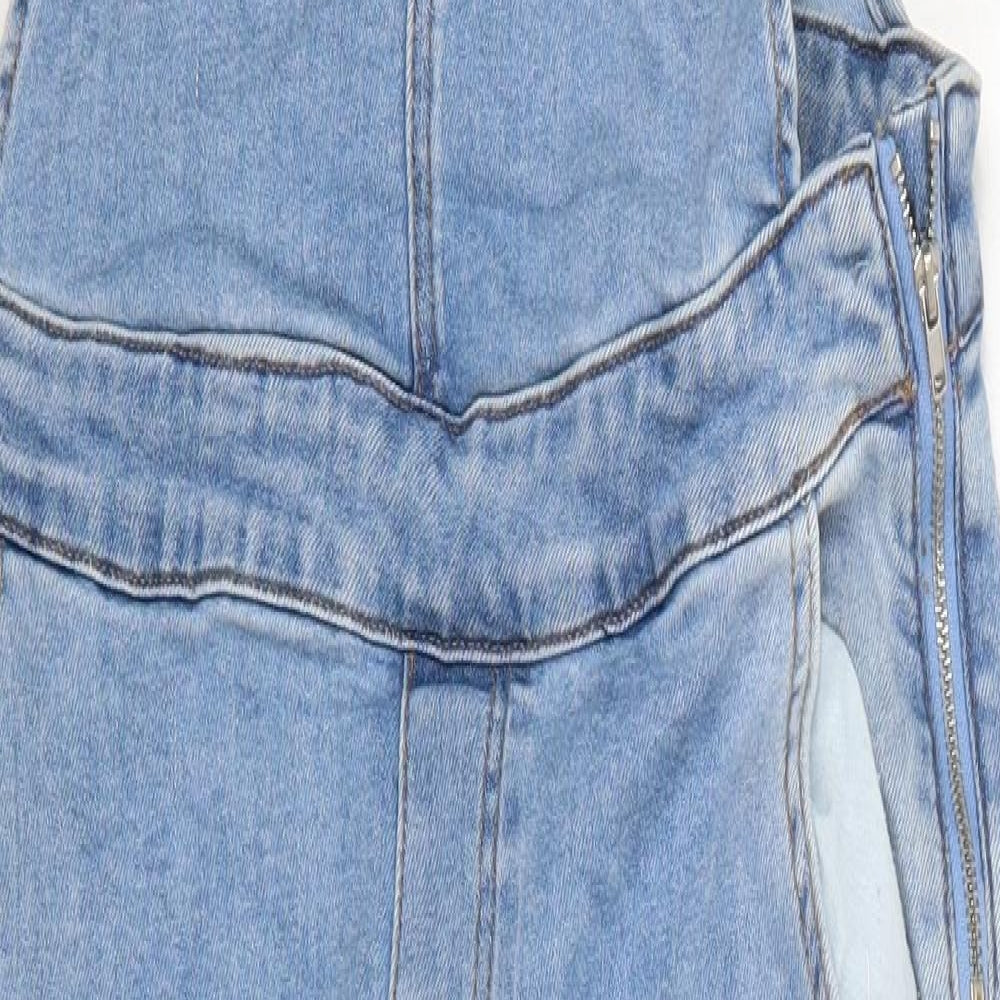 Simply Be Womens Blue  Denim Dungaree One-Piece Size 14 L28 in