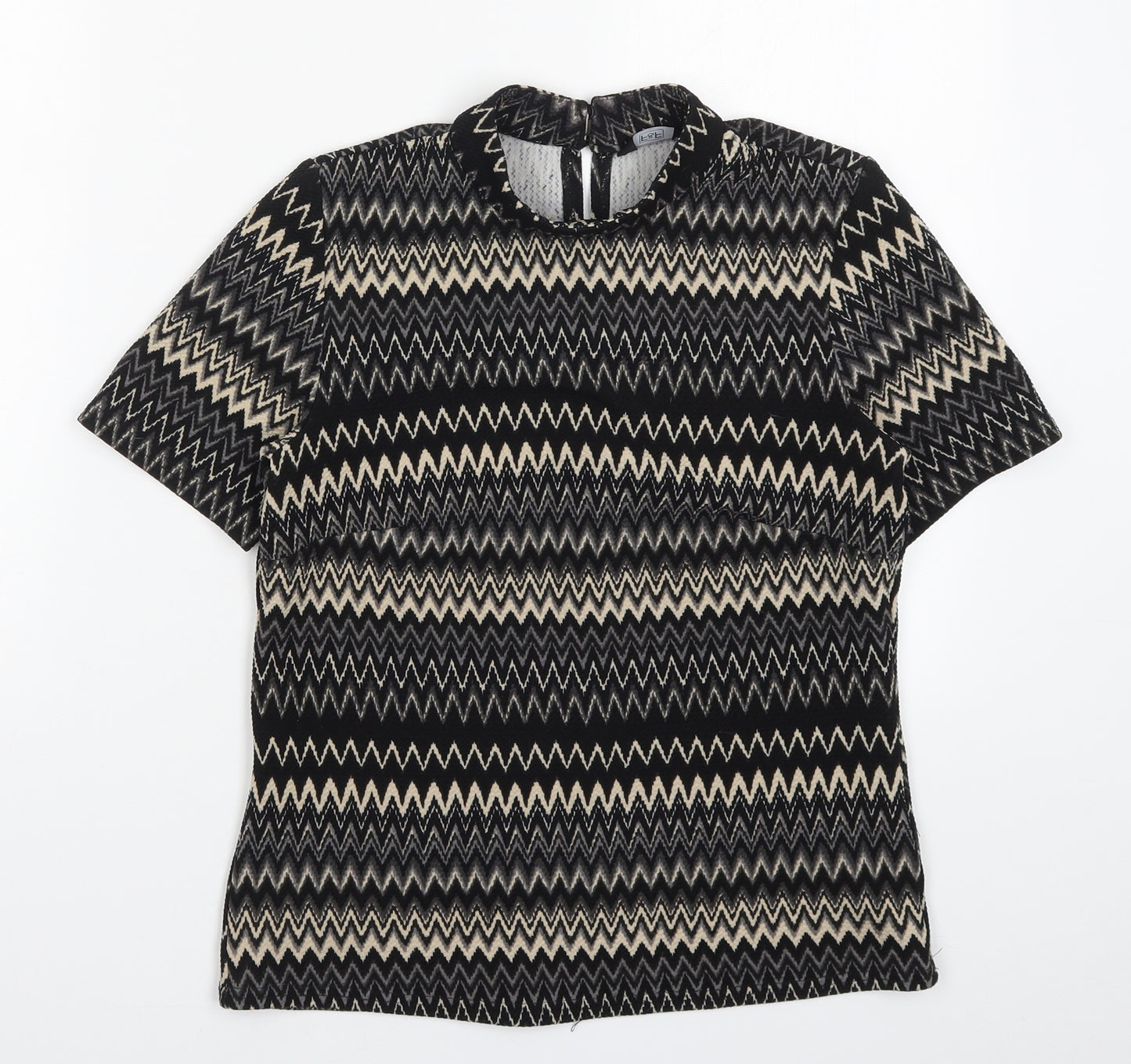 F&F Womens Beige Geometric  Basic T-Shirt Size 6  - Zig Zag
