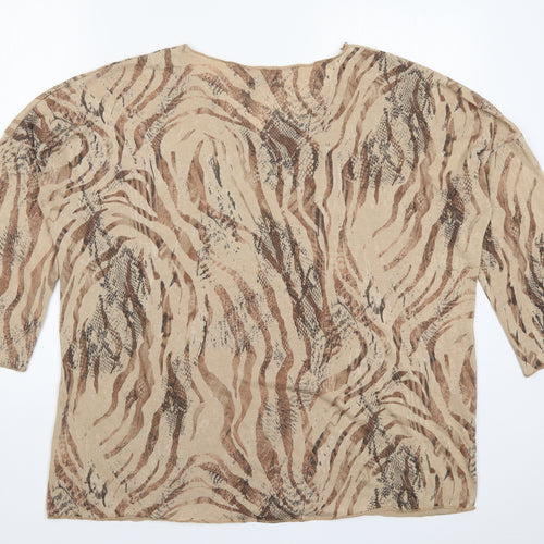 New Collection Womens Brown Animal Print  Basic T-Shirt Size 8
