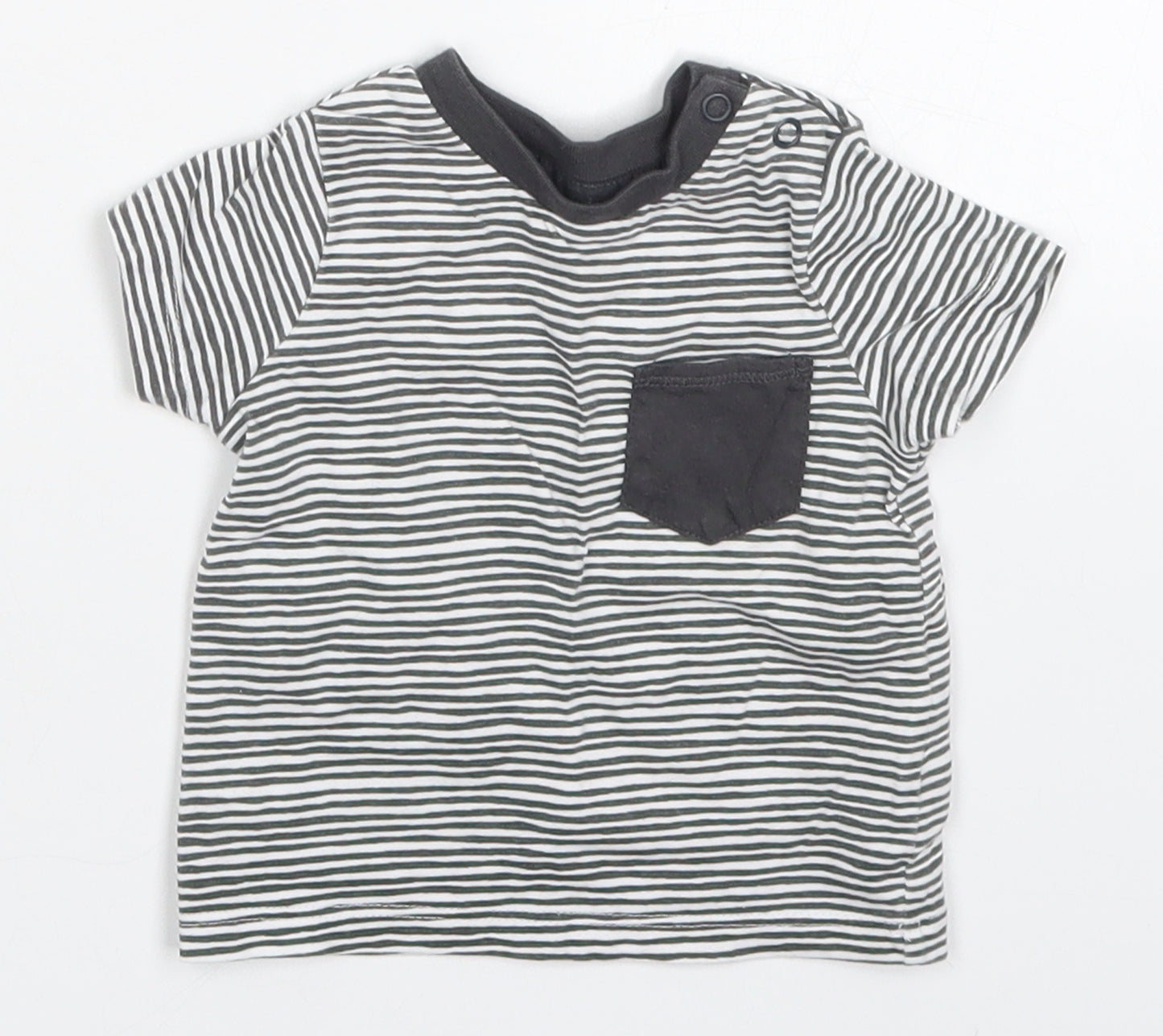 F&F Boys Grey Striped  Basic T-Shirt Size 0-3 Months