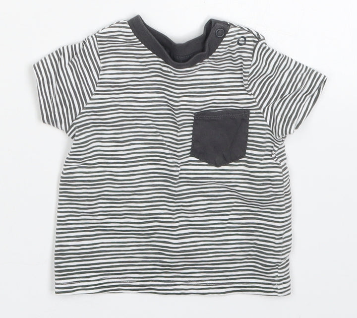 F&F Boys Grey Striped  Basic T-Shirt Size 0-3 Months