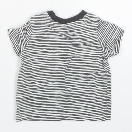 F&F Boys Grey Striped  Basic T-Shirt Size 0-3 Months