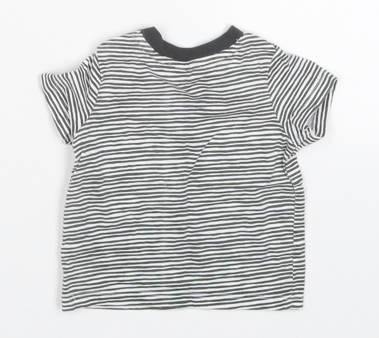 F&F Boys Grey Striped  Basic T-Shirt Size 0-3 Months