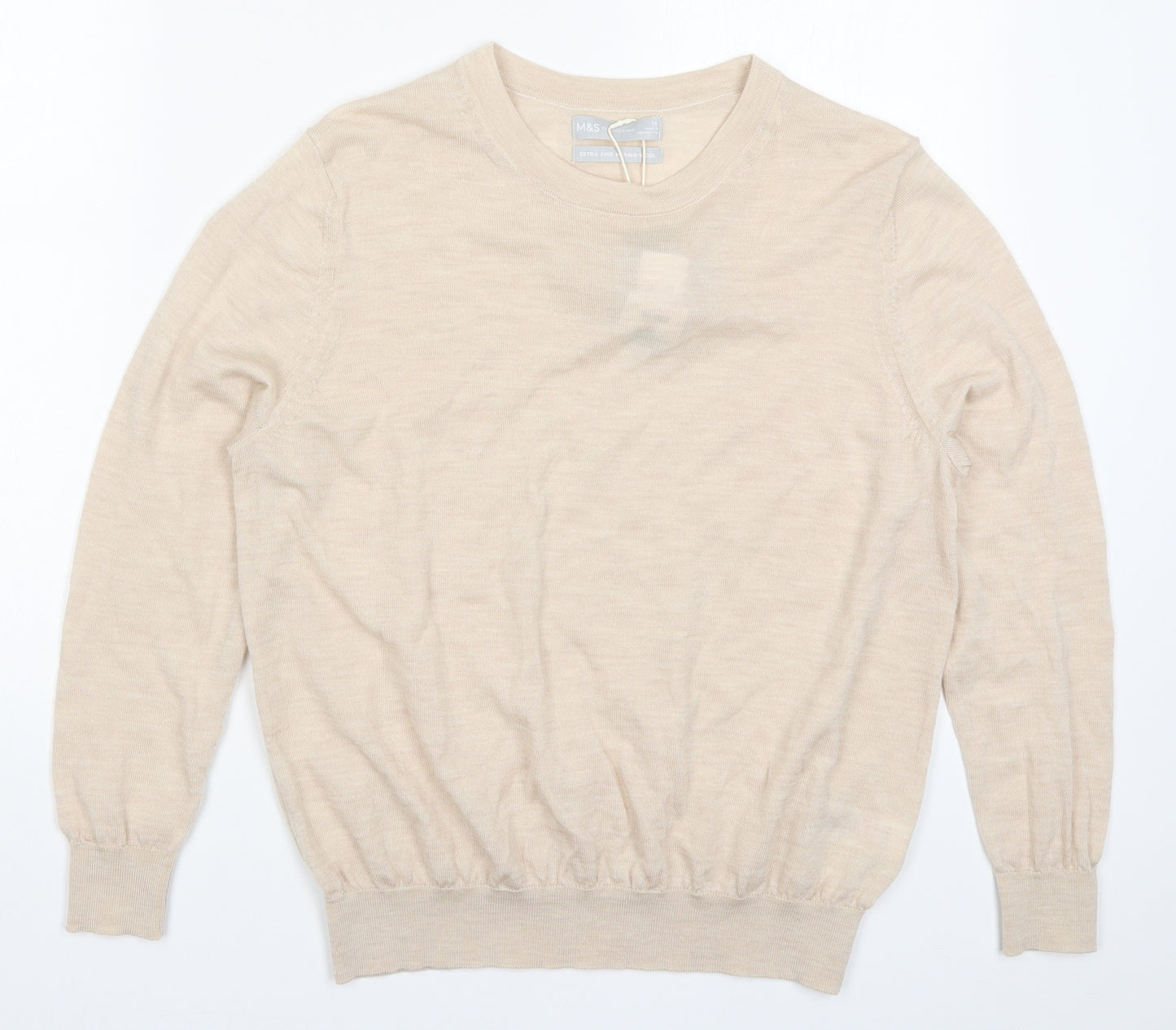 Marks and Spencer Womens Beige  Knit Pullover Jumper Size 14