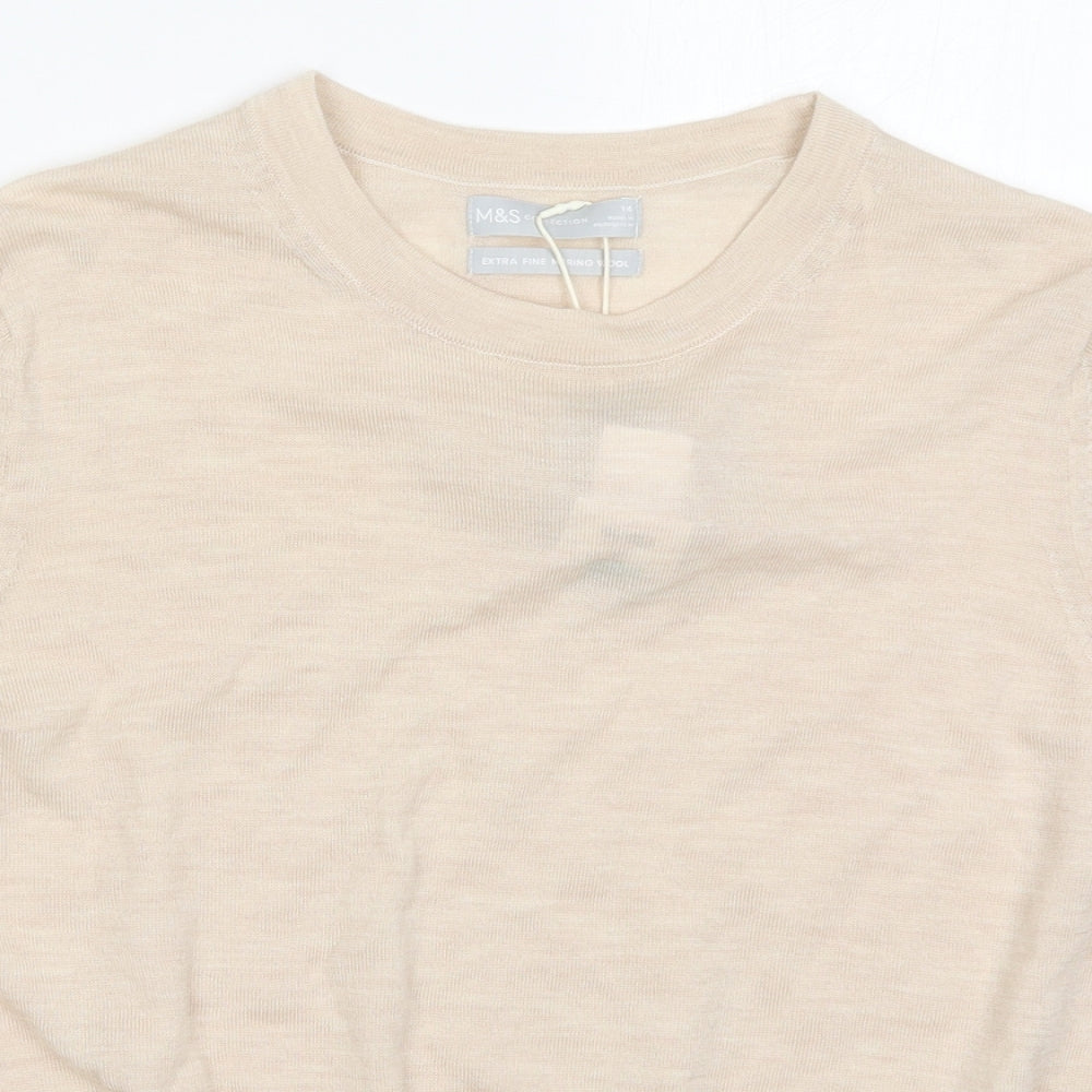 Marks and Spencer Womens Beige  Knit Pullover Jumper Size 14