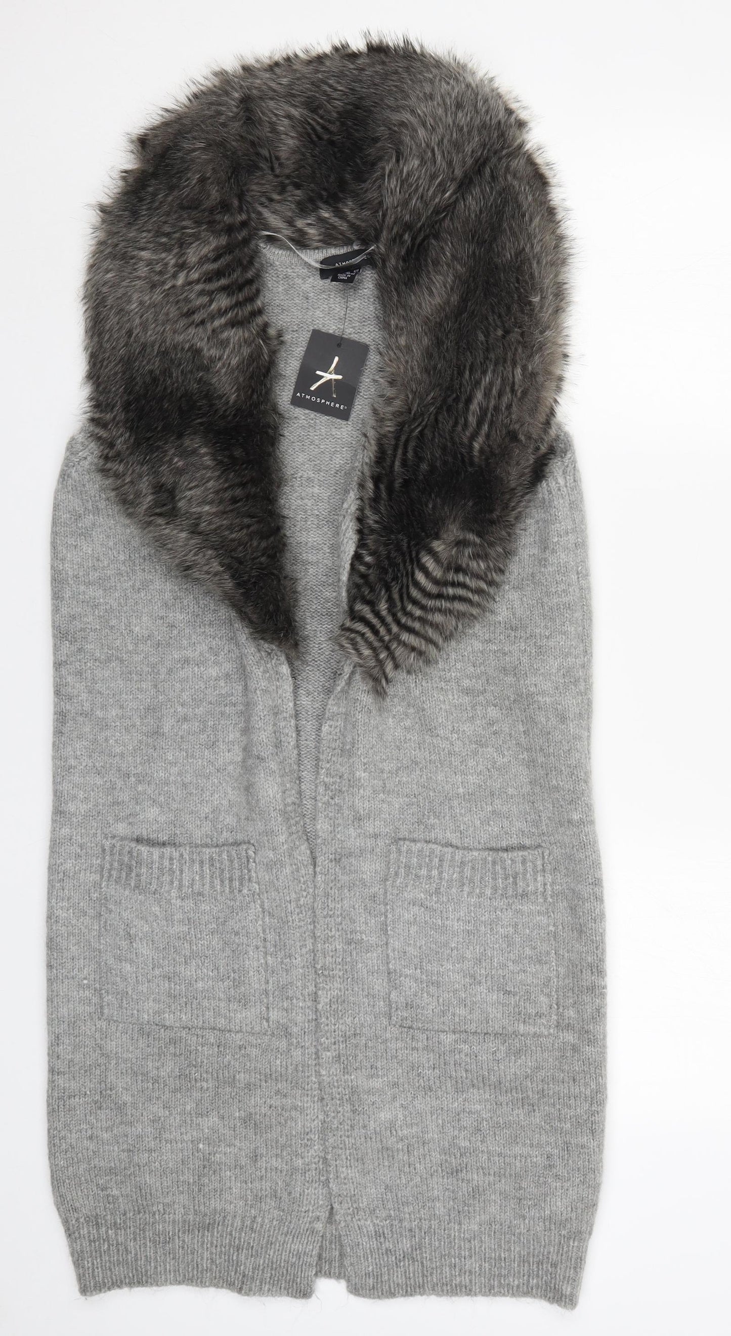 Atmosphere Womens Grey  Knit Cardigan Jumper Size 6