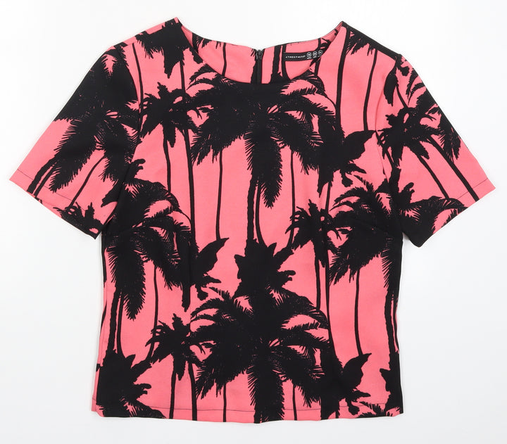 Atmosphere Womens Pink Basic T-Shirt Size 10 - Palm Tree