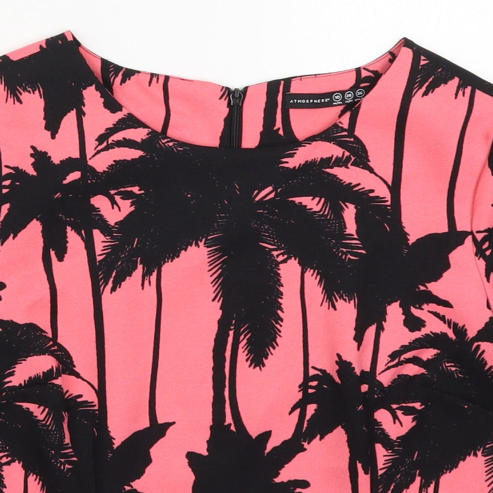 Atmosphere Womens Pink   Basic T-Shirt Size 10  - Palm Tree