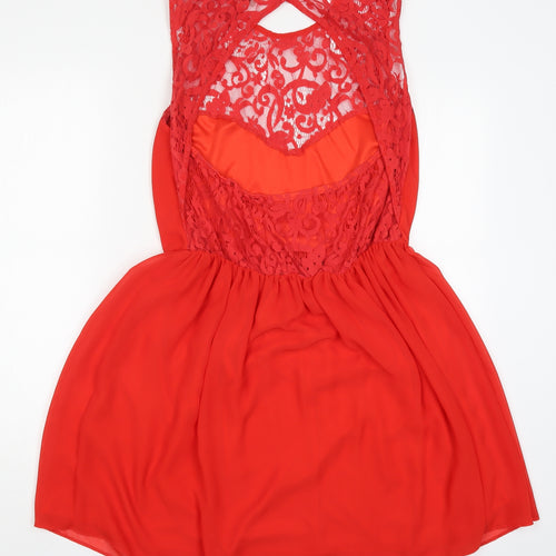 ASOS Womens Red  Lace Skater Dress  Size 10