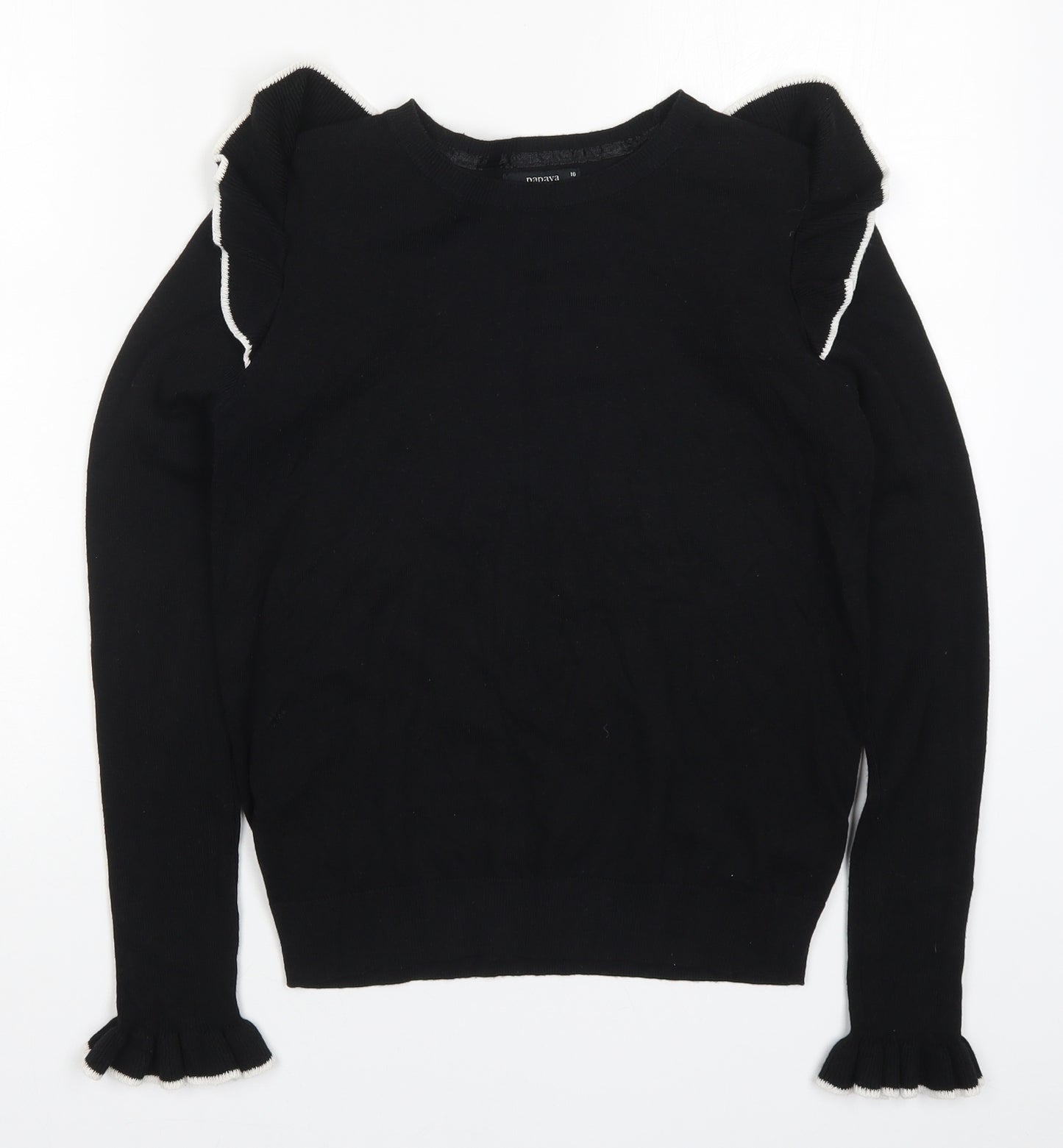 Papaya Womens Black  Knit Pullover Jumper Size 10