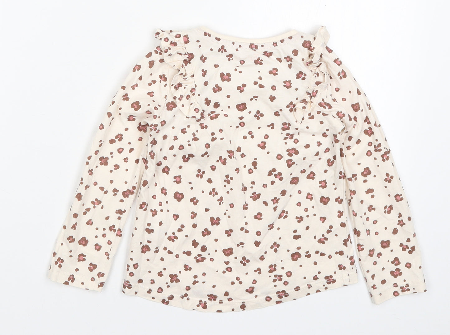TU Girls Beige Animal Print  Basic T-Shirt Size 3-4 Years