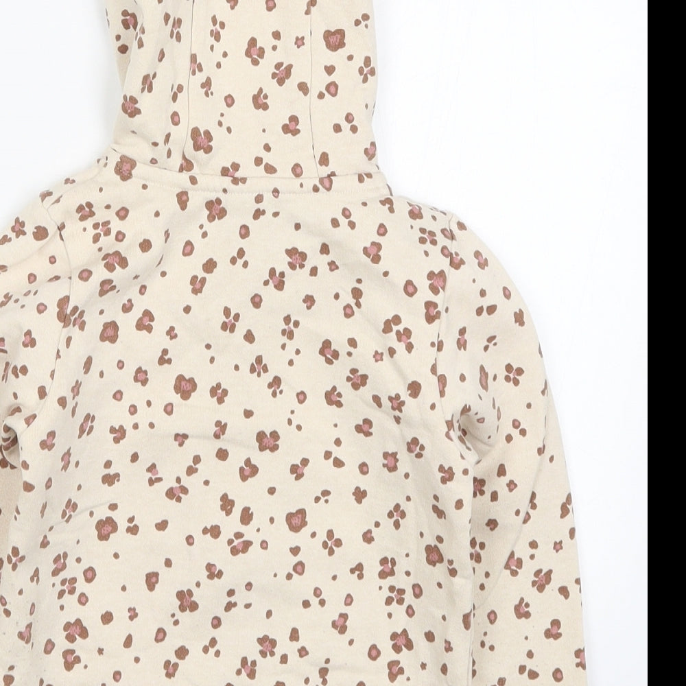 TU Girls Beige Floral  Full Zip Hoodie Size 3-4 Years  - Cute