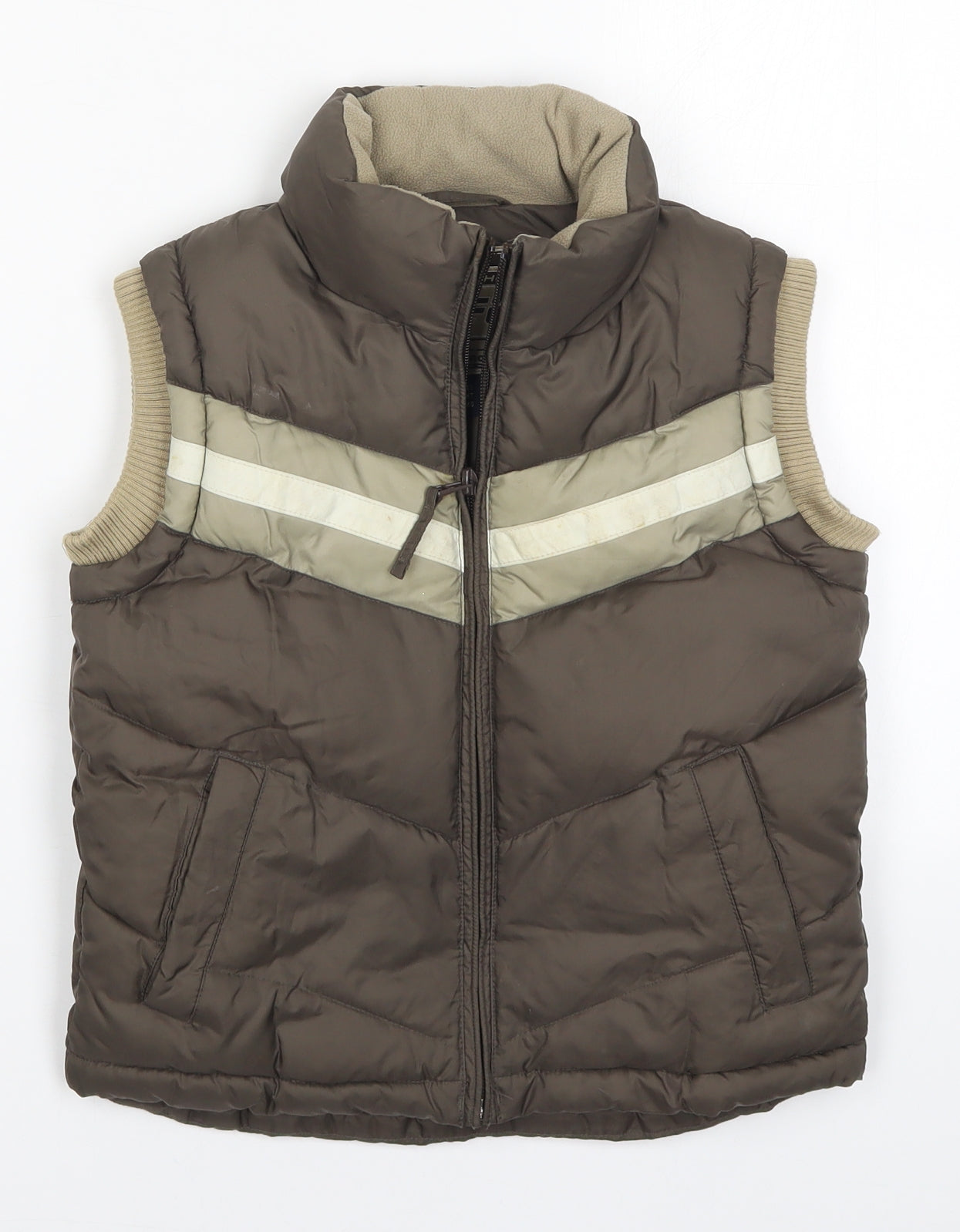 NEXT Boys Brown Striped  Gilet Coat Size 5-6 Years