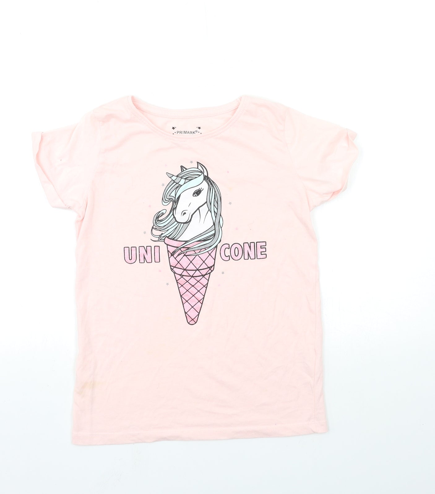 Primark Girls Pink   Basic T-Shirt Size 11-12 Years  - Unicorn