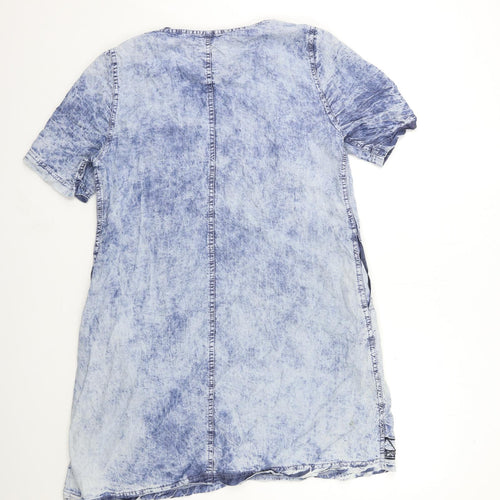 CERES Womens Blue Floral Denim A-Line  Size 16