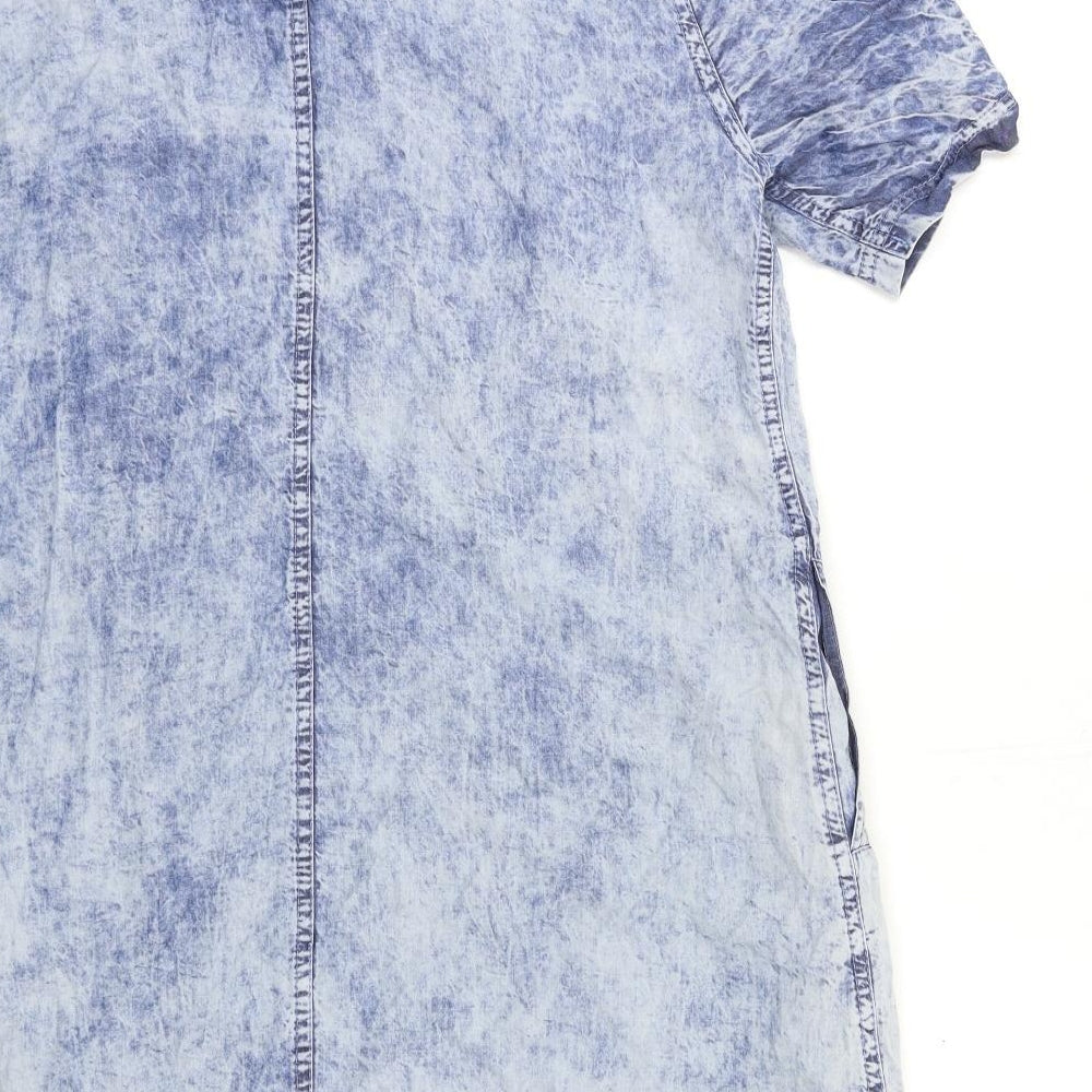CERES Womens Blue Floral Denim A-Line  Size 16