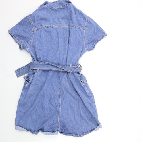 Denim & Co. Womens Blue  Denim Playsuit One-Piece Size 14
