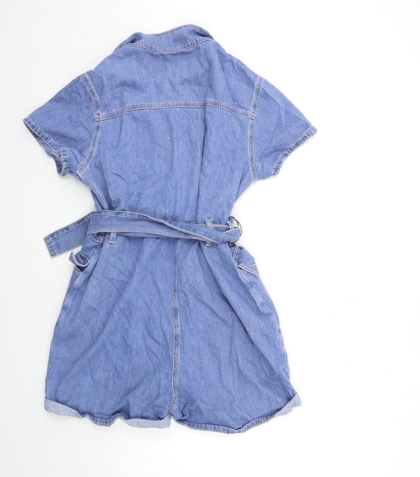 Denim & Co. Womens Blue  Denim Playsuit One-Piece Size 14
