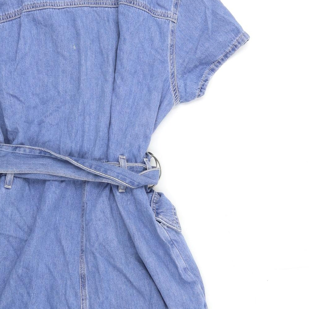 Denim & Co. Womens Blue  Denim Playsuit One-Piece Size 14