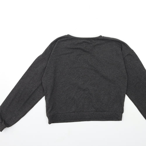 Miss Evie Girls Grey Floral  Pullover Sweatshirt Size 13-14 Years