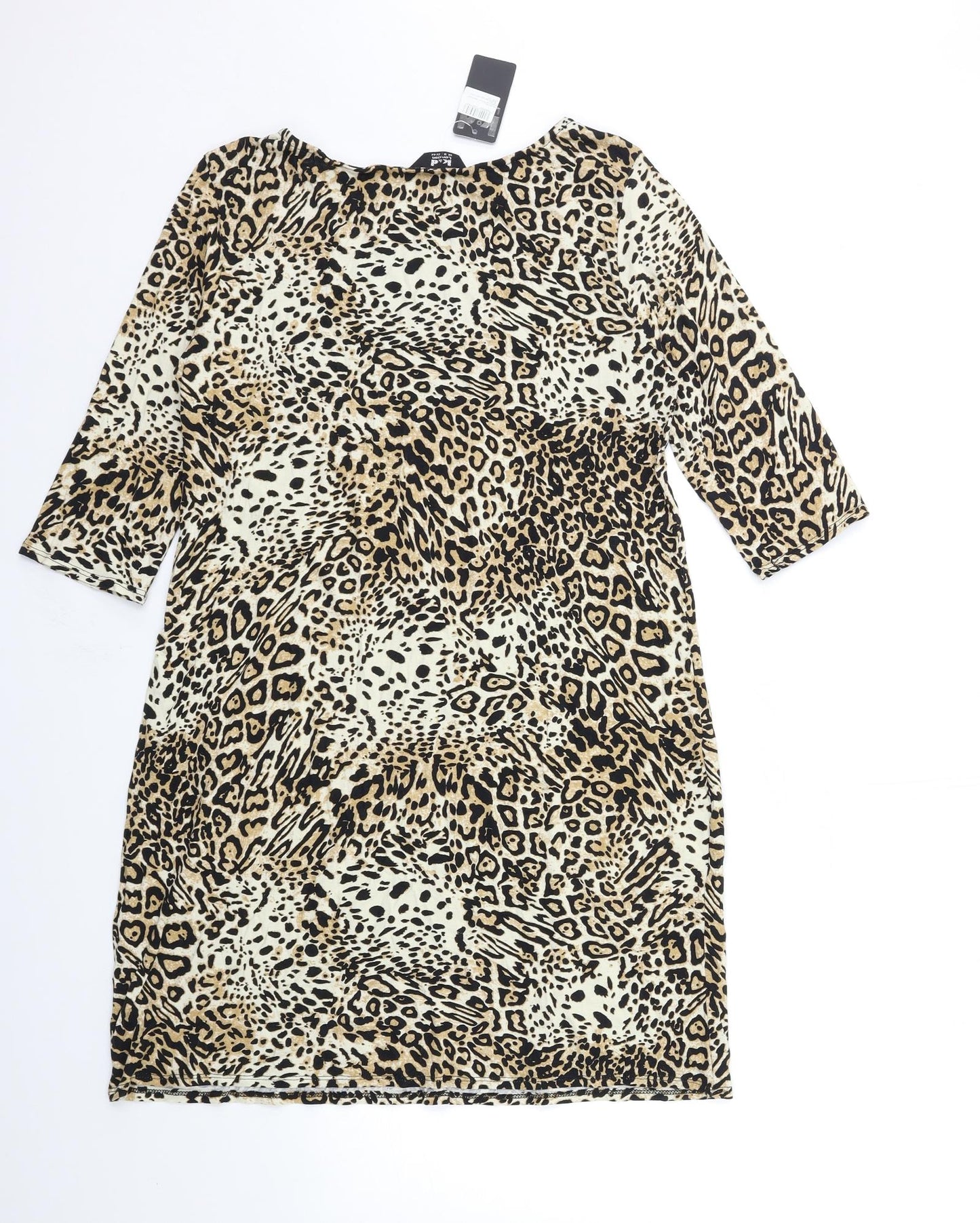 k&d Womens Brown Animal Print  Basic T-Shirt Size 16