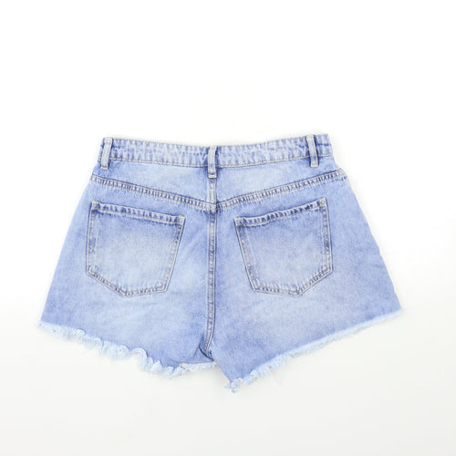 SheIn Womens Blue Floral Denim Cut-Off Shorts Size M