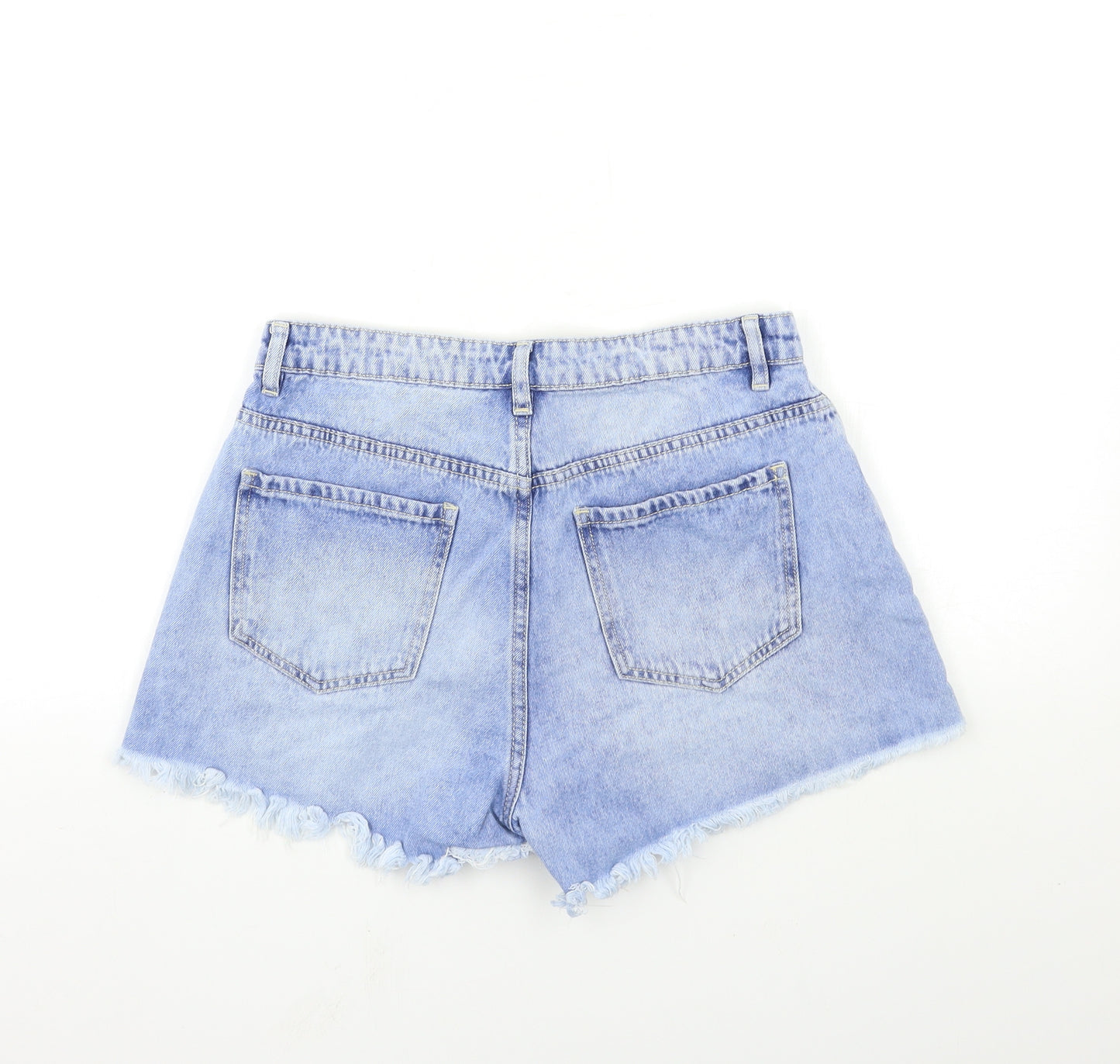 SheIn Womens Blue Floral Denim Cut-Off Shorts Size M