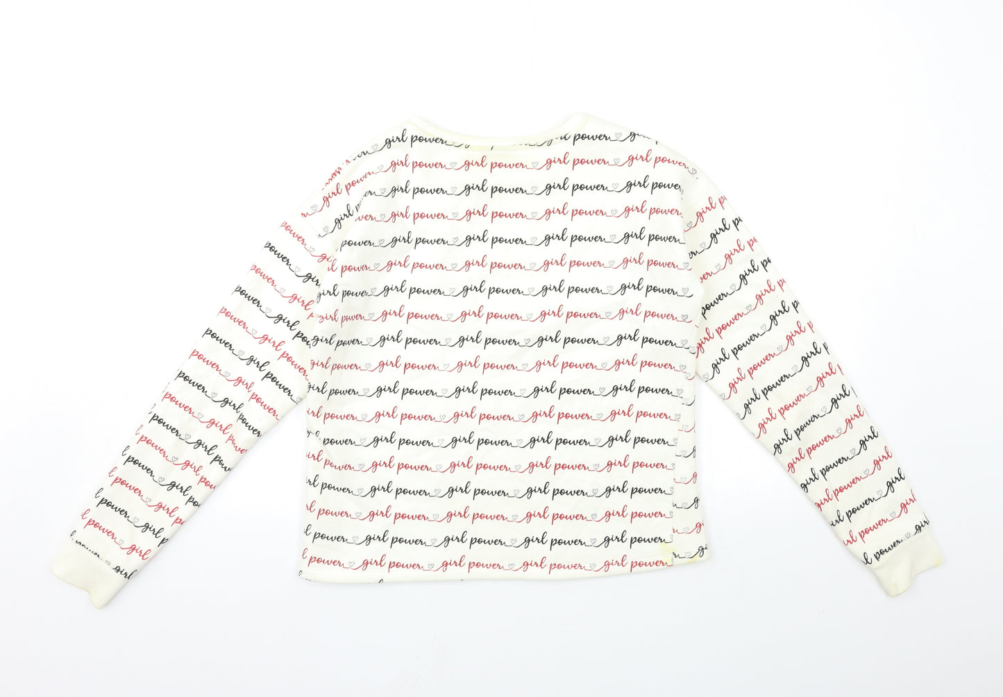 Matalan Girls White Geometric  Pullover Sweatshirt Size 13 Years