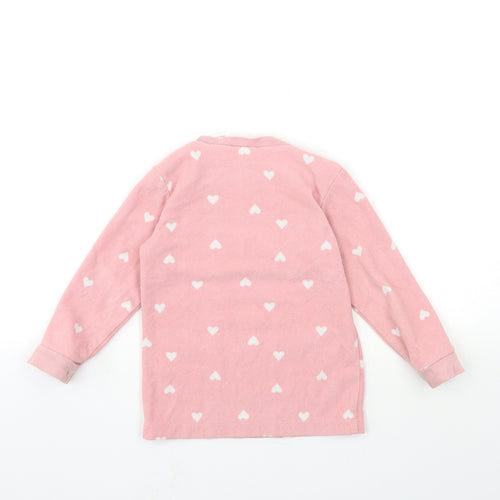 H&M Girls Pink Polka Dot Fleece Pullover Sweatshirt Size 3-4 Years