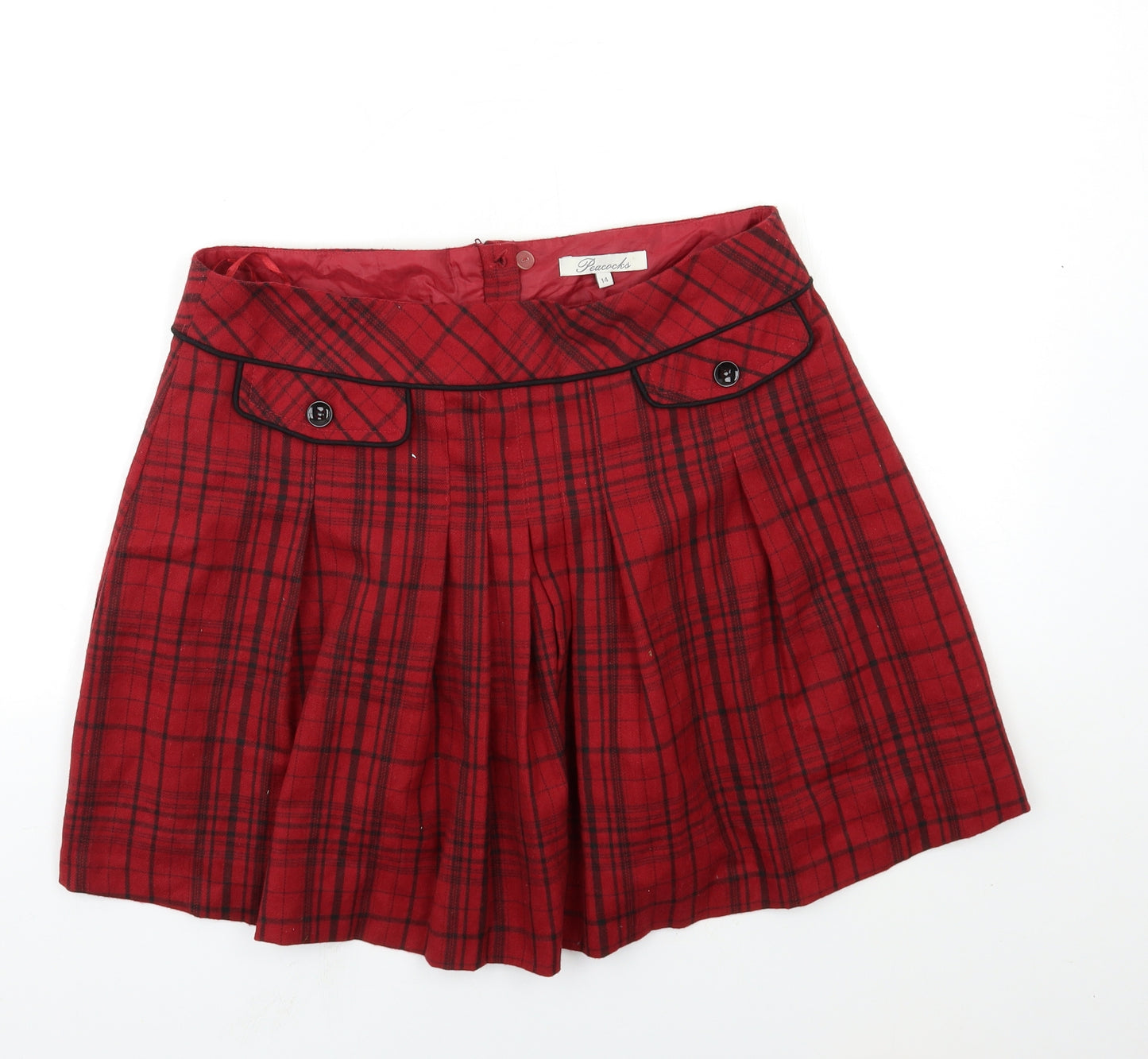 Peacocks Womens Red Check  Peasant Skirt Size 14