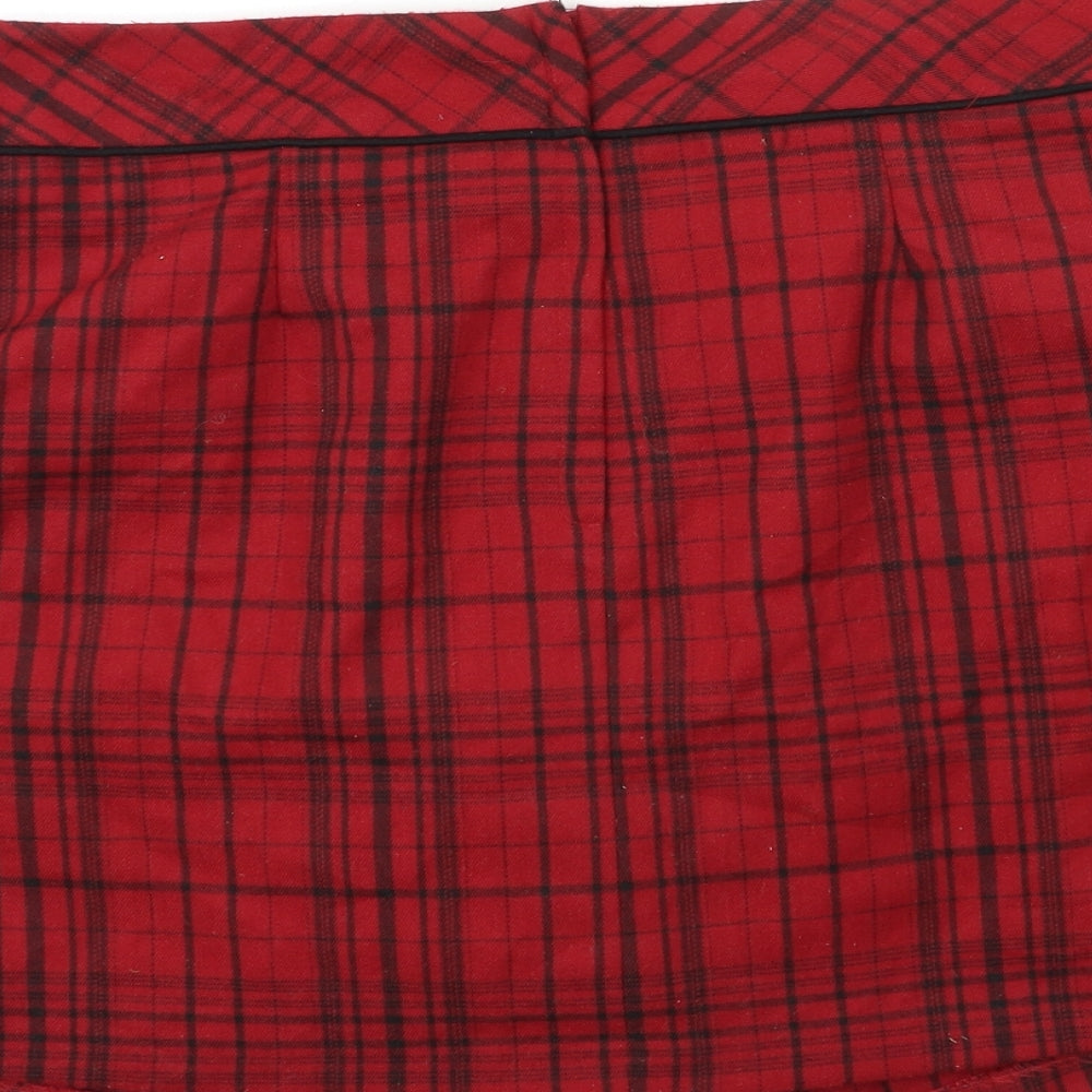 Peacocks Womens Red Check  Peasant Skirt Size 14