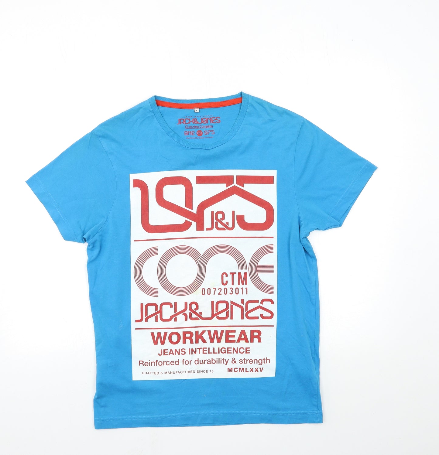 JACK & JONES Mens Blue    T-Shirt Size L
