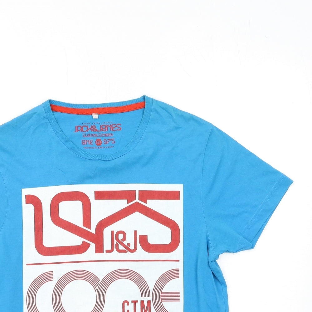 JACK & JONES Mens Blue    T-Shirt Size L