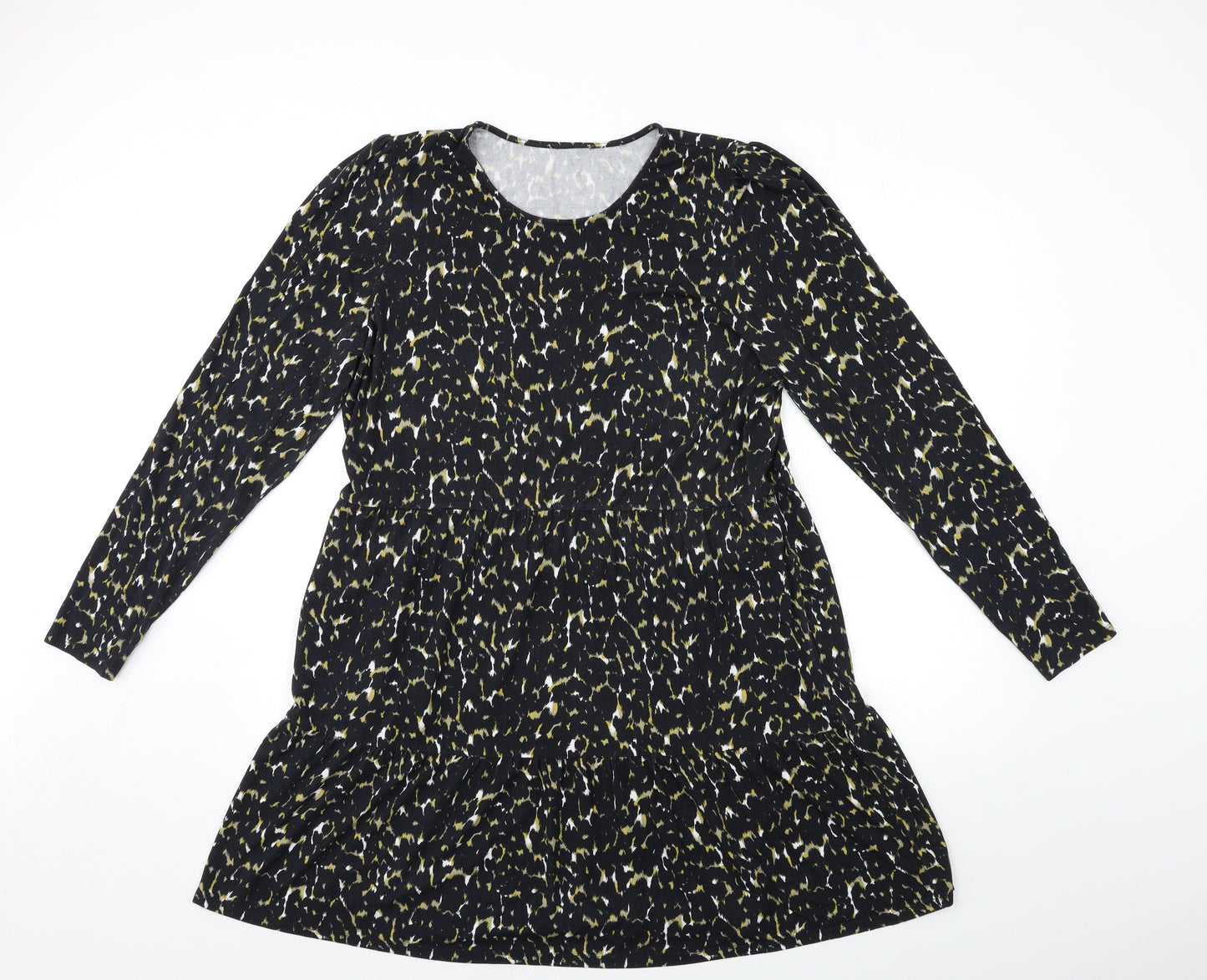 In the Style Womens Black Animal Print  Shift  Size L