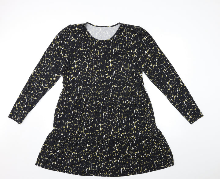In the Style Womens Black Animal Print  Shift  Size L