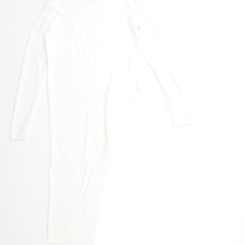Missguided Womens White  Knit Basic Blouse Size 12  - Asymmetric