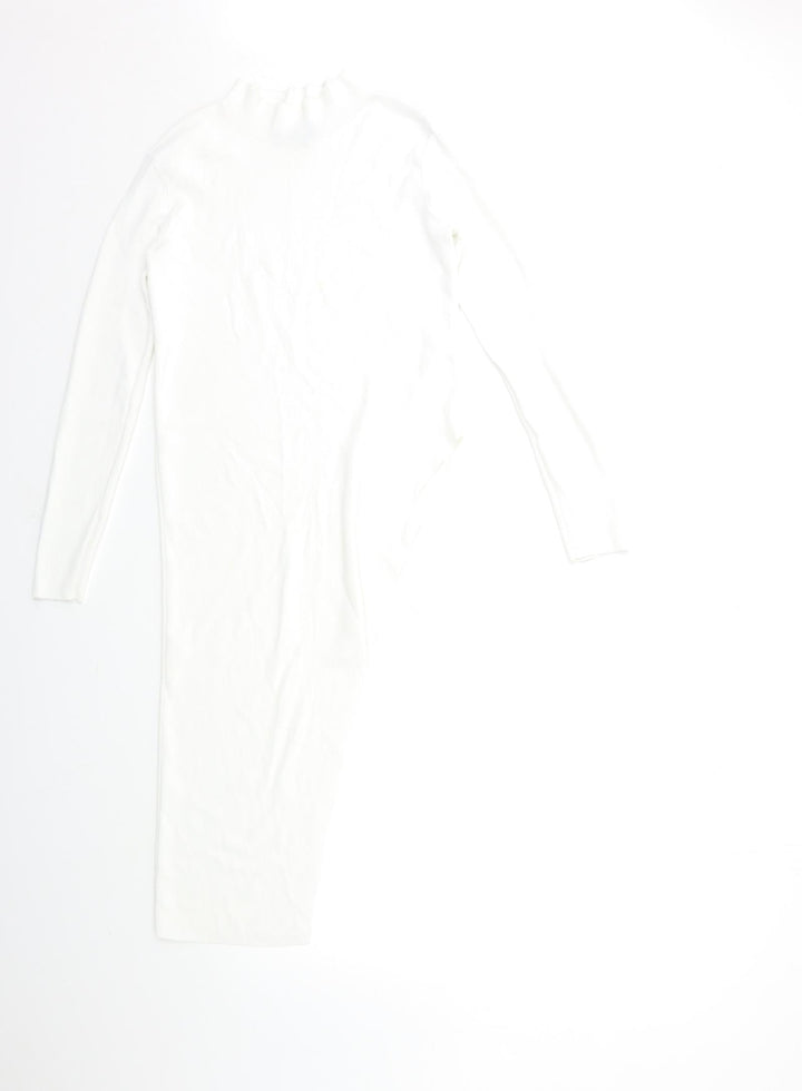 Missguided Womens White Knit Basic Blouse Size 12 - Asymmetric